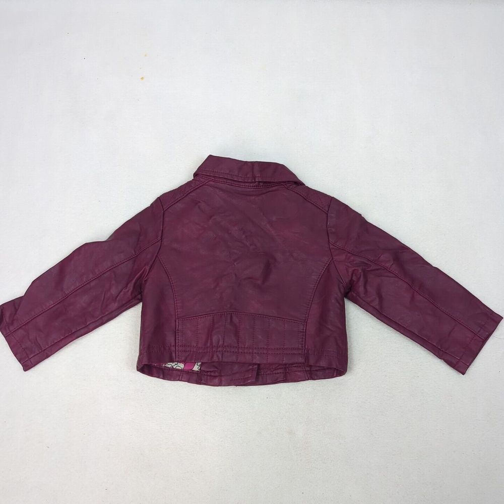 Purple Leather Jacket 12M From OshKosh Girls Full Zip Leather Jacket - Picture 3 of 5